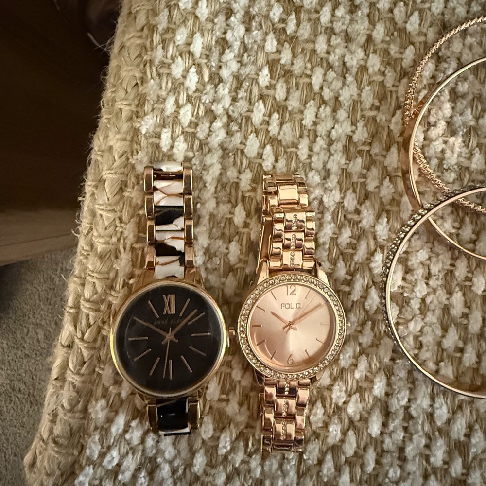 Gold Watches with Metallic Bands